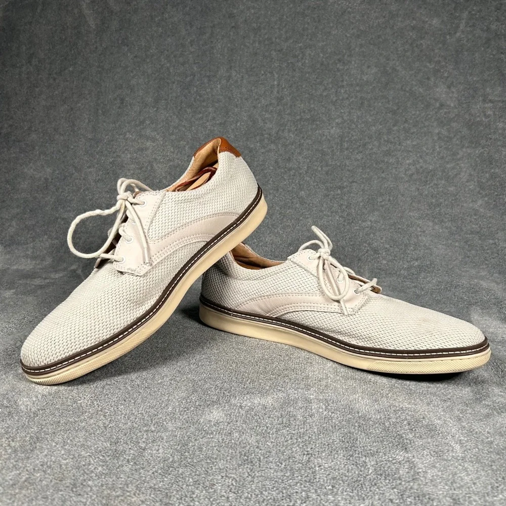 Johnston & Murphy J&M Derby Sneakers White Beige Knit Sheepskin Mens 12M